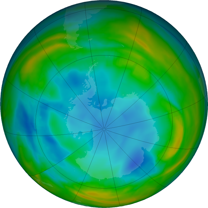 Antarctic ozone map for 22 July 2017